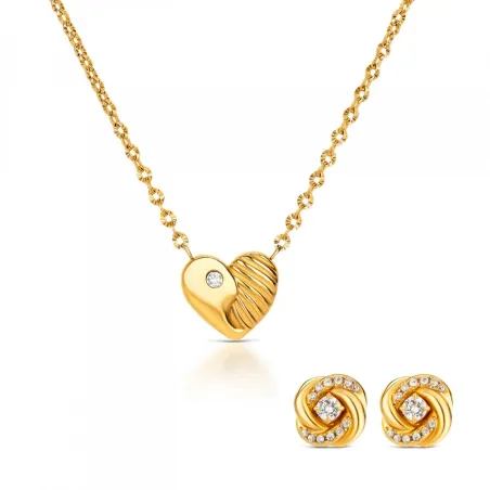 Women's necklace and matching earrings set One Jewels OJSET23G Golden